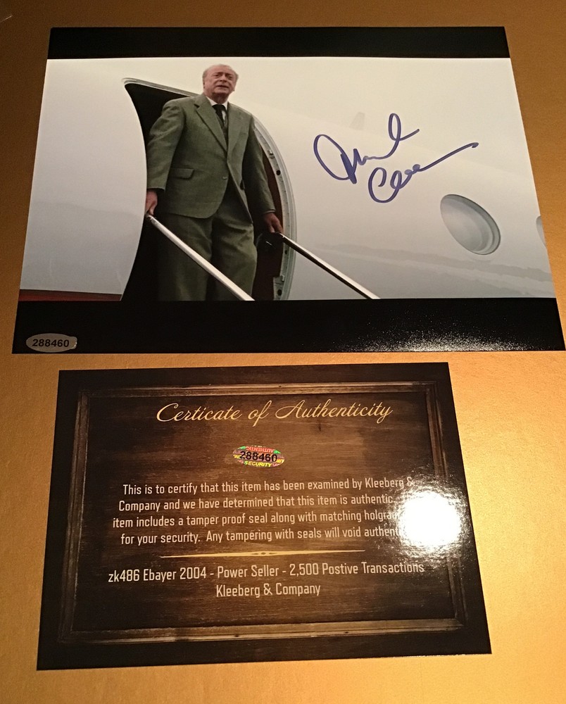Autographed Michael Caine signed 8 x 10 Getting On Plane COA