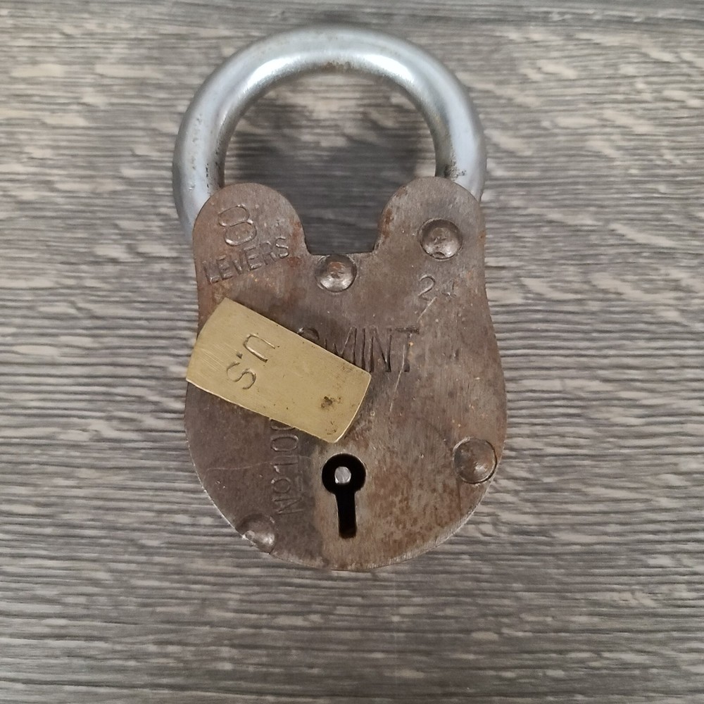 Vintage US Mint Padlock Lock with Keys No 100 8 Levers