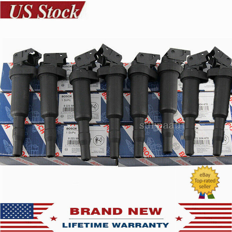 8X OEM BOSCH Ignition Coil Set W/ Connector Boot For BMW 5 6 7 x5 x6 0221504470