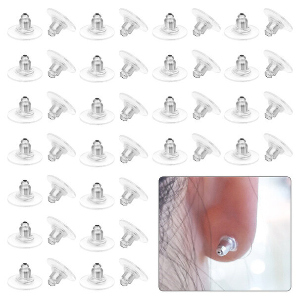 100pcs Hypoallergenic Earring Backs for Heavy Earrings Stoppers Plastic Disc