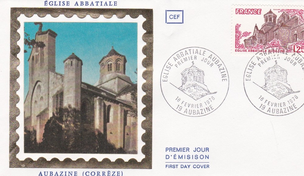 FRANCE 1978 FDC EGLISE ABBATIALE AUBAZNE YT 2001
