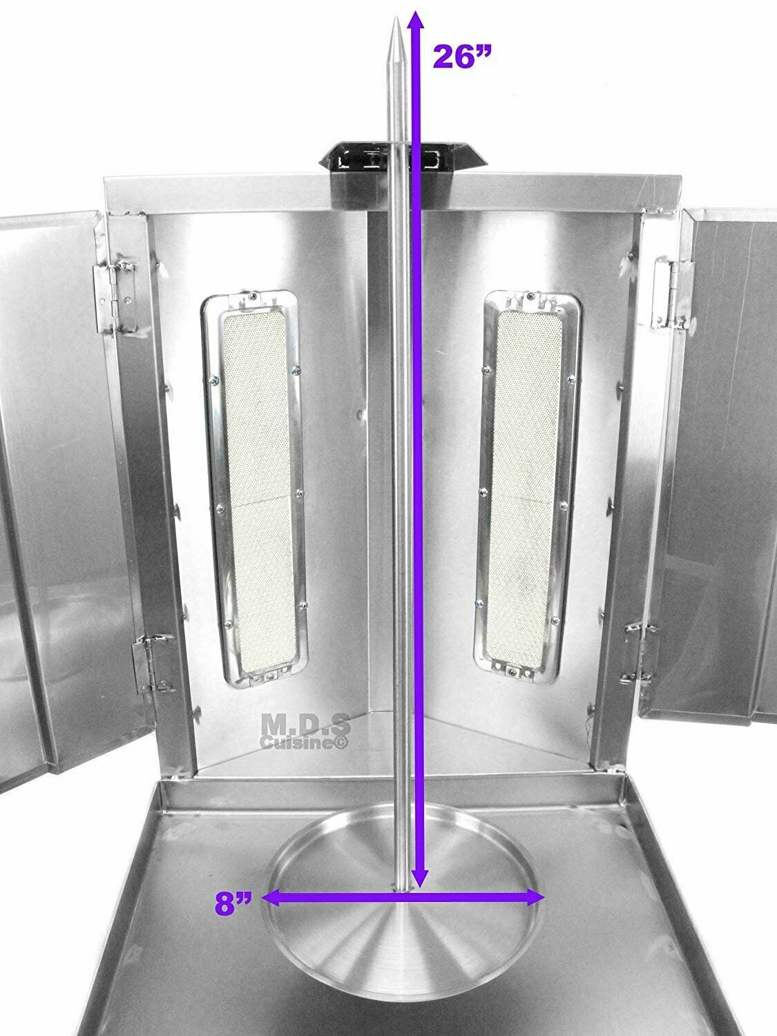 NEW Trompo Tacos Al Pastor Stainless Steel Shawarma Griddle Cooker Propane 2B