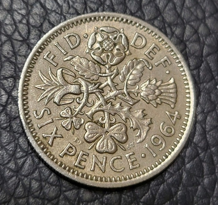 1964 Great Britain Six Pence  Coin