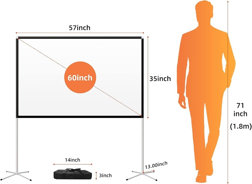 Multi-Function 60-Inch Projector Screen - Perfect for Movies & Presentations