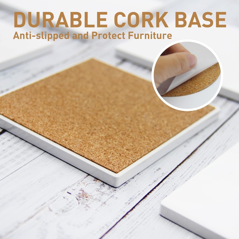 48 Pack Sublimation Blanks Coasters Bulk, 4 Inch Glossy White Glazed Ceramic ...