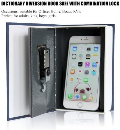 Book Safe Metal Lock Box Small Combination Lock Home Storage Security