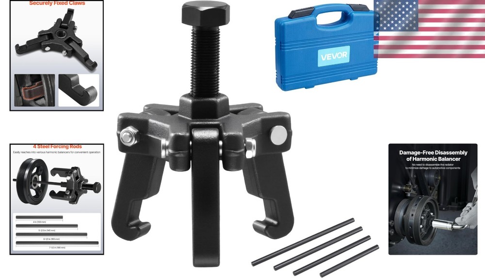 Harmonic Balancer Puller with Adjustable 3-Jaw Puller Kit, Forcing ... Fast Ship