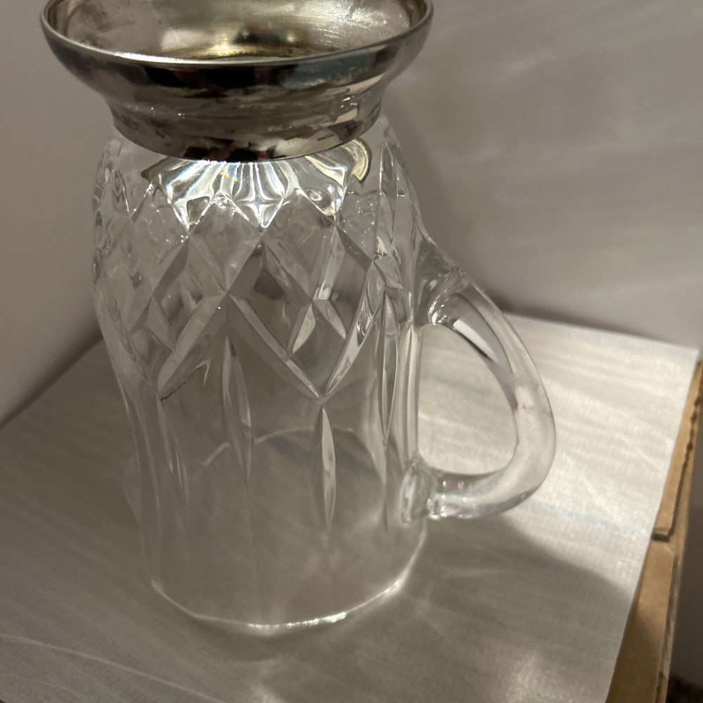 William Adams Crystal Pitcher With Silver Plated Base