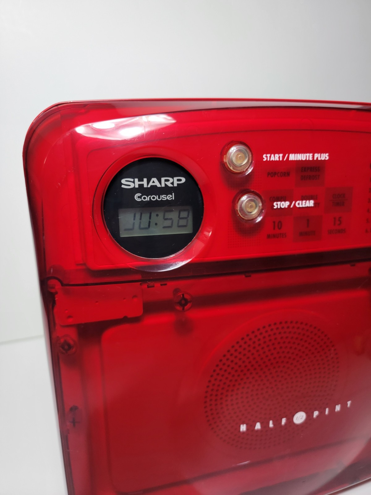 Vintage Sharp Half Pint Carousel Microwave Clear Red Model R-120DS - Please Read
