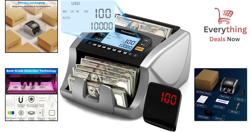 Professional Money Counting Machine with LCD & Counterfeit Detection Features
