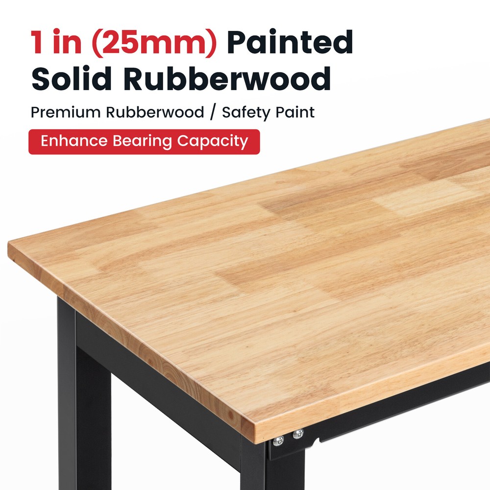 Workbench for Garage 41In Work Bench Table Adjustable Height Rubberwood