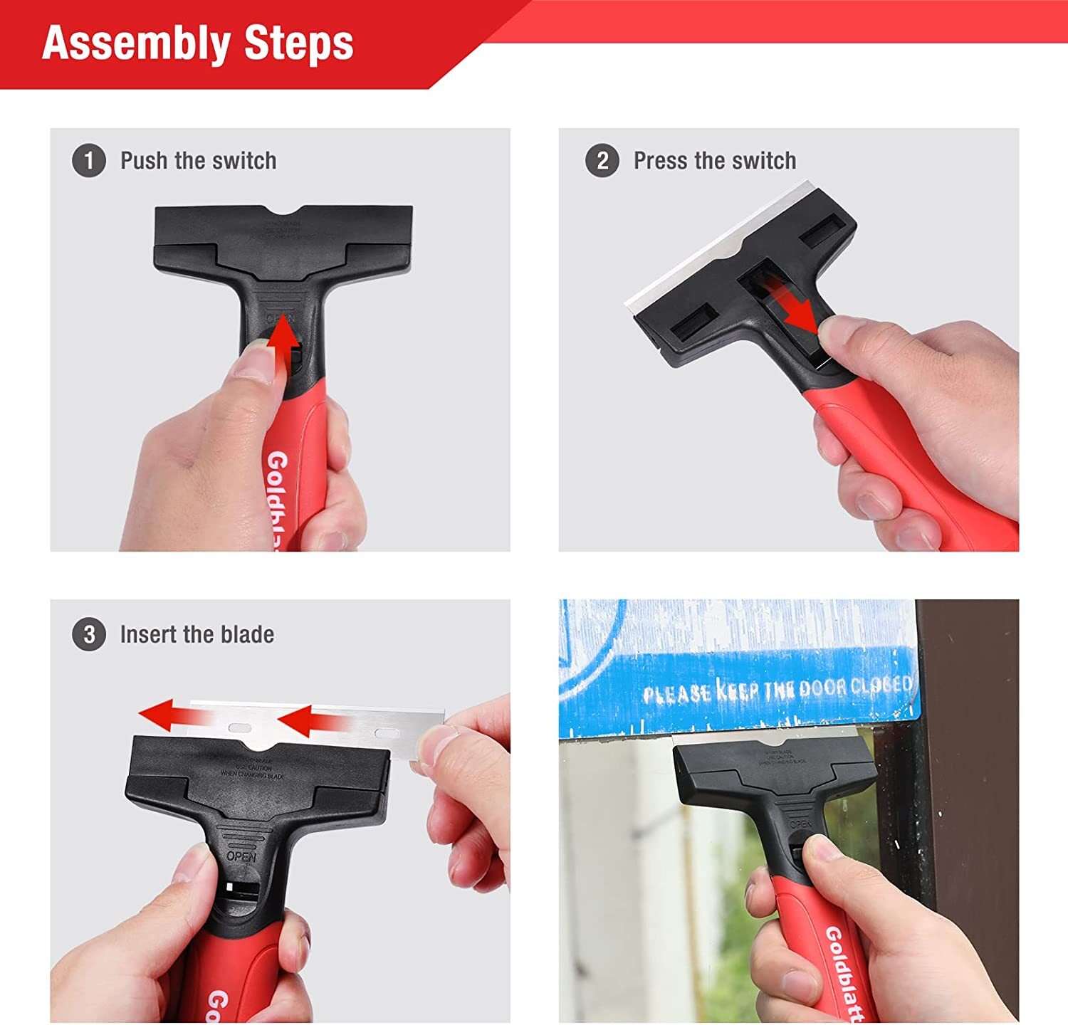 Goldblatt 2PC Razor Blade Scraper Heavy Duty 20PC 4-in Blades Floor Scraper Tool