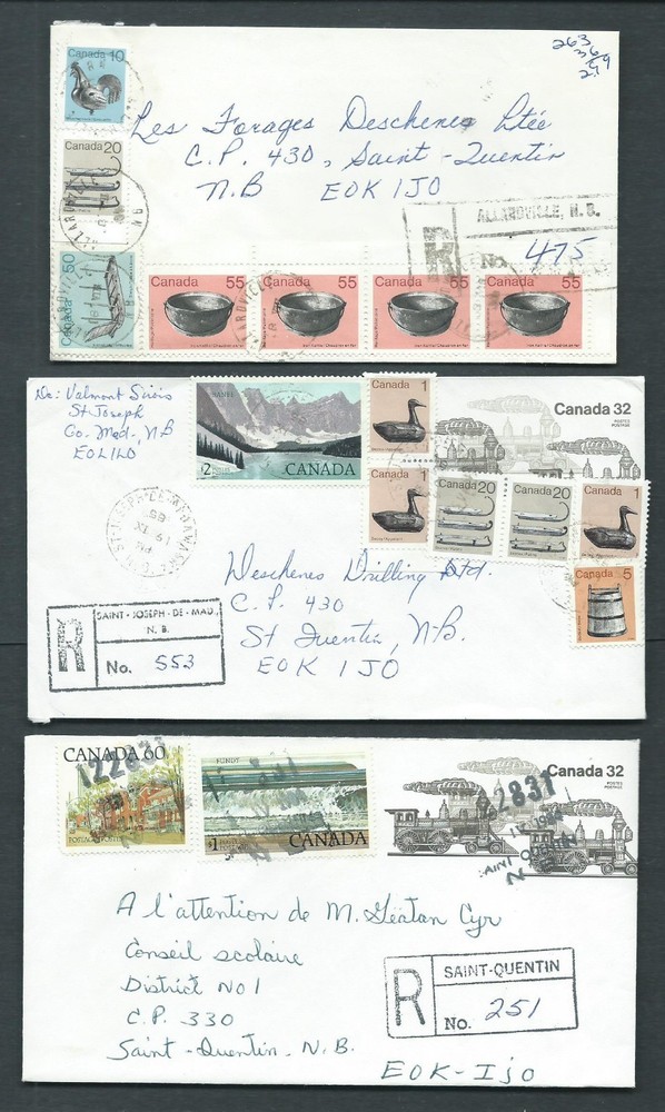 Canada - 3 Registered Covers years  1980.