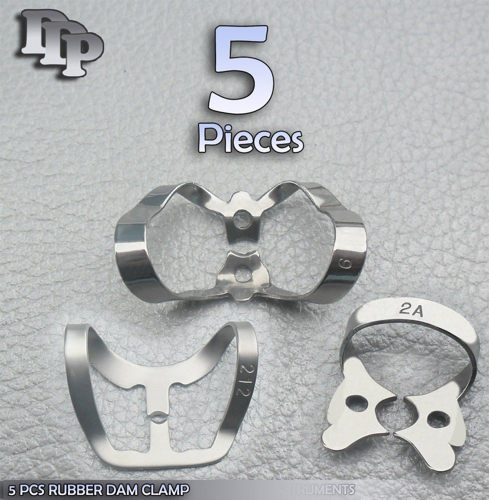 5 ENDODONTIC RUBBER DAM CLAMPS Dental Instruments