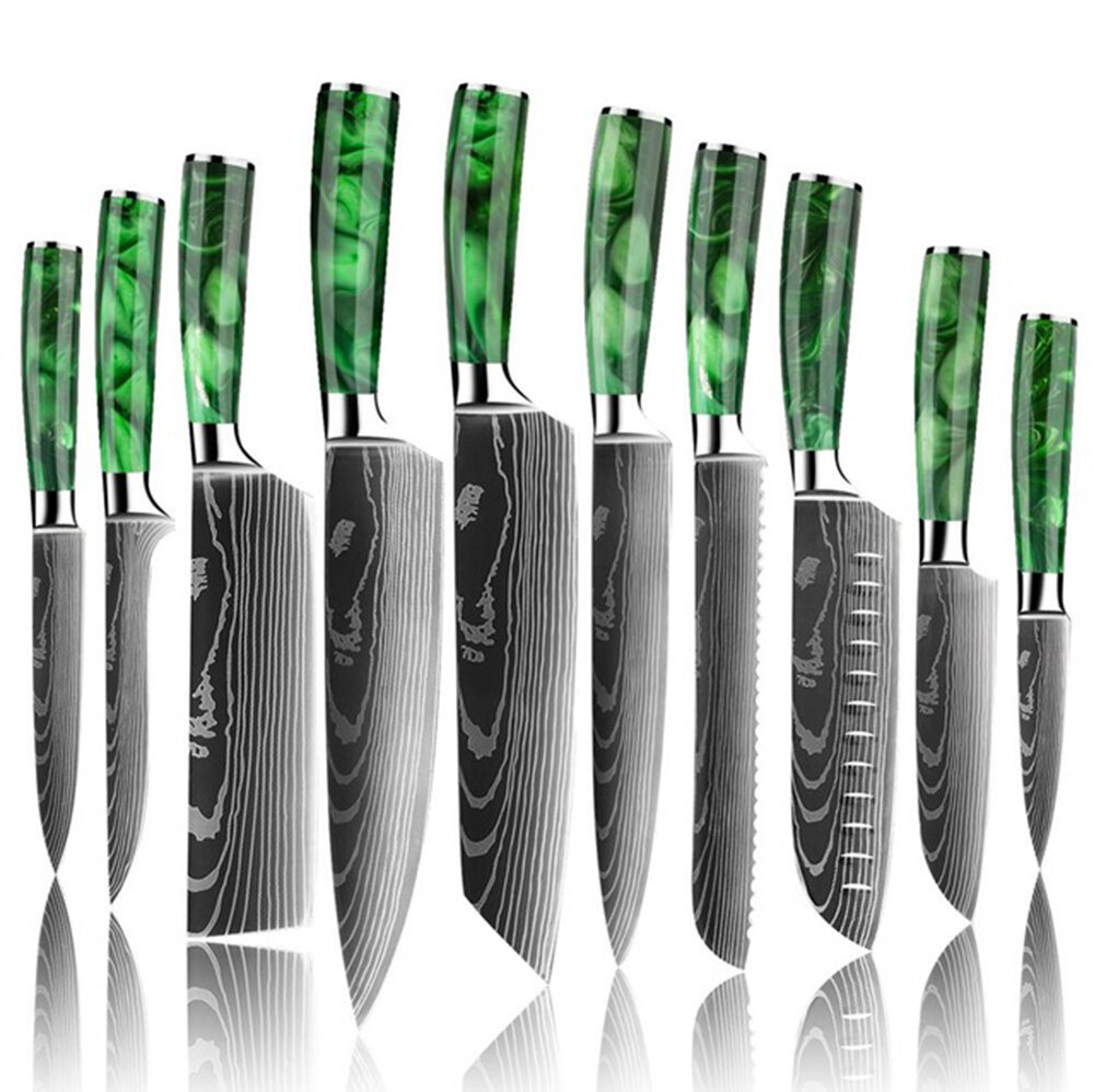 Japanese Damascus Pattern Chef Knives Stainless Steel Cleaver Kitchen Knife Set