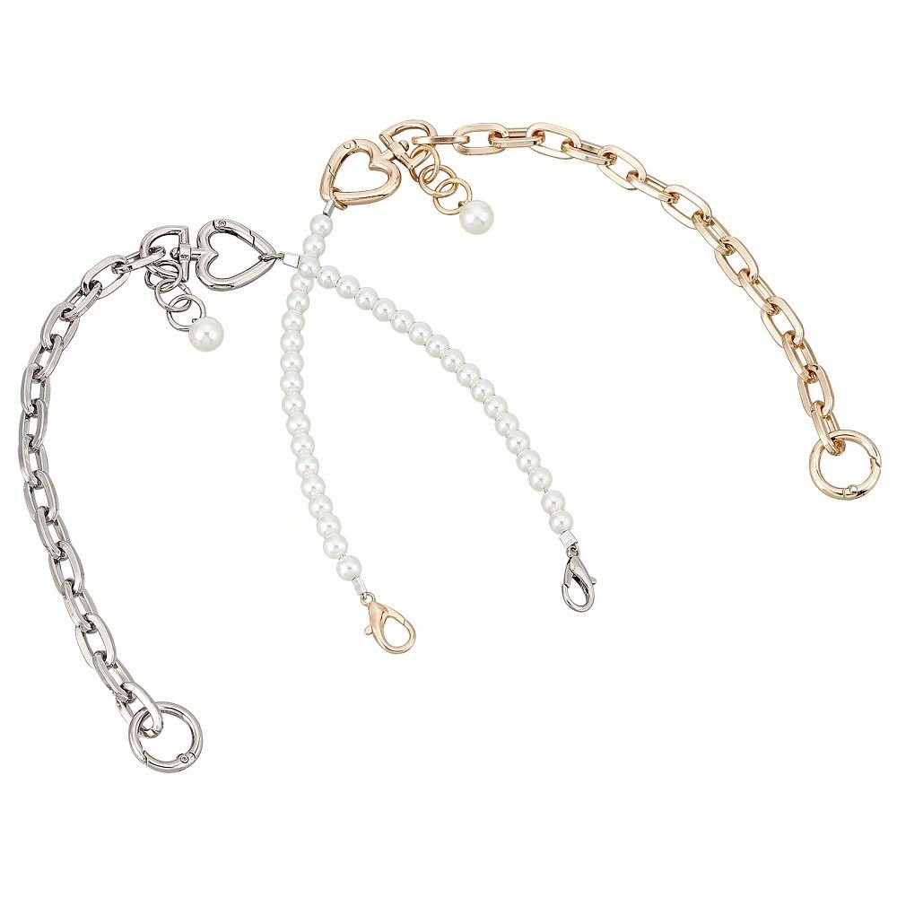 1box 2pcs 2 colors ABS Pearl bag Chain with Alloy Clasp for Replaceable Strap