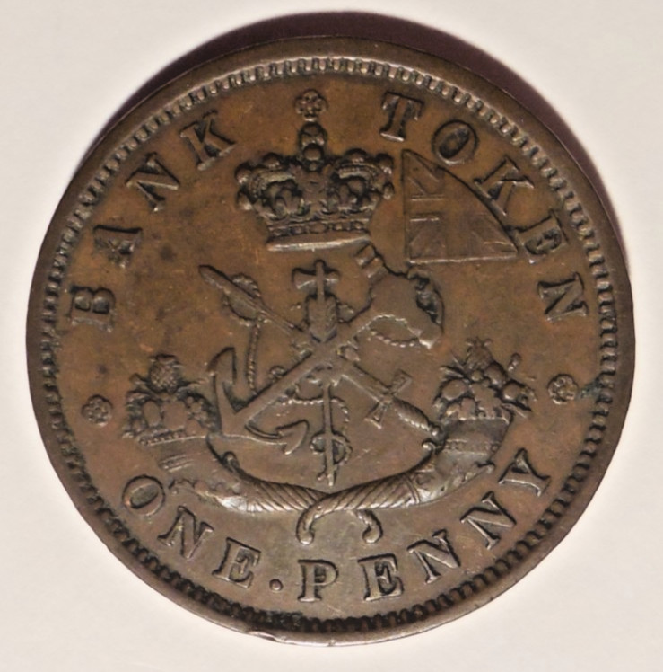 1854 Canada Half Penny Copper Token