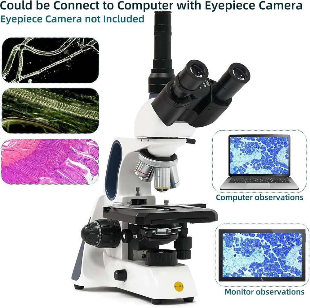 SWIFT SW400 Trinocular Compound Microscope 40X-2500X, Infinity-Corrected Opti...