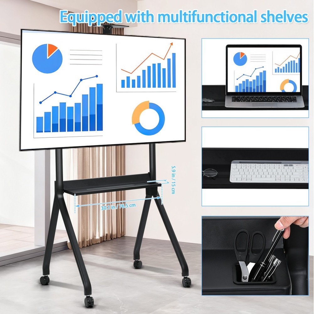 Mobile Cart for Interactive Display 42-86" Universal Rolling Stand Adjust Height