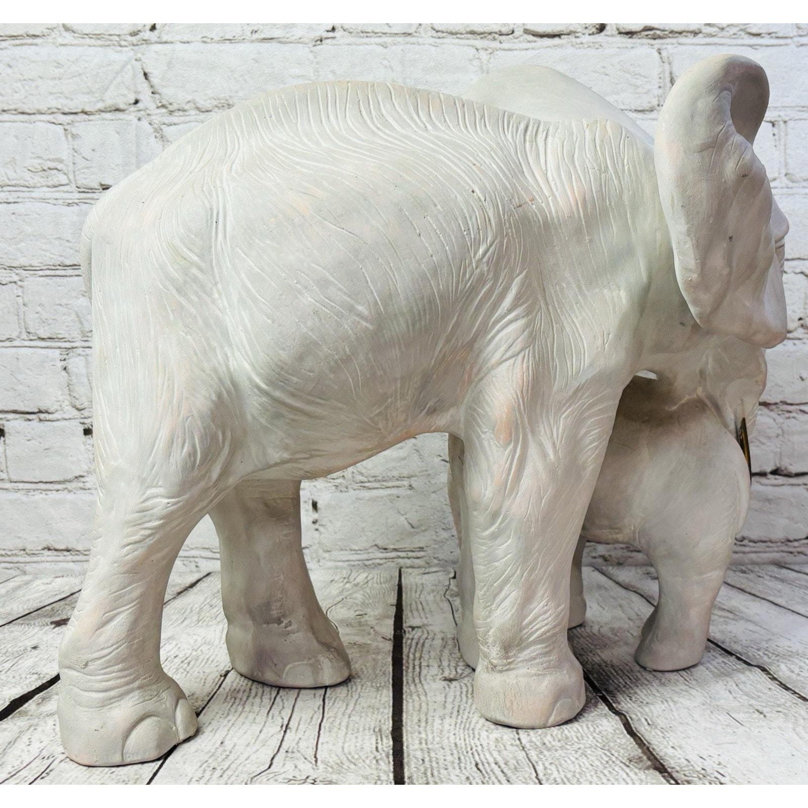 Vintage Anne Jo Elephant Sculpture: Mother and Baby, Handmade Decor (15" x 18")