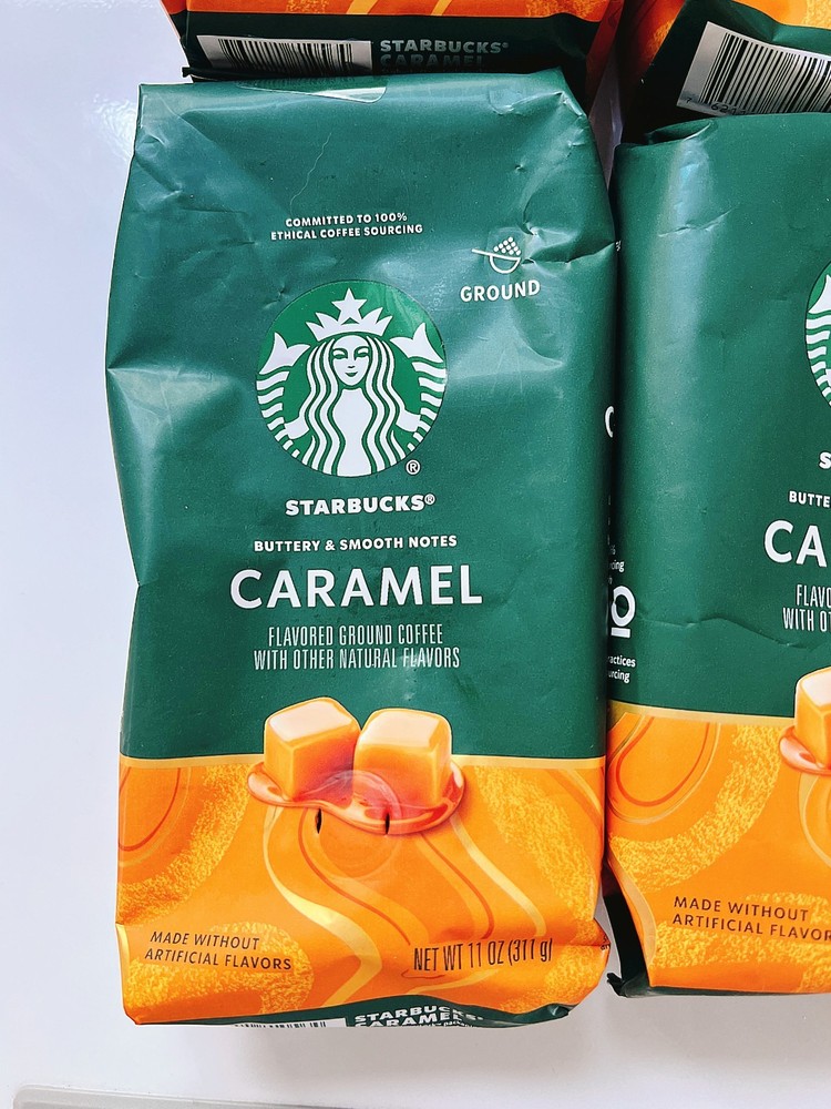 6 PACK 66 oz Starbucks Caramel Flavored Ground Coffee, 11oz/ea