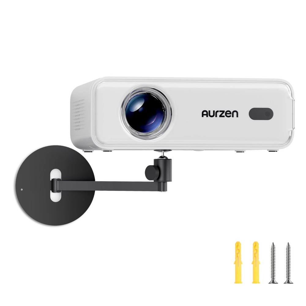 Aurzen Projector Wall Mount Shelf, Wall Use with Adjustable Angle, 360° Rot
