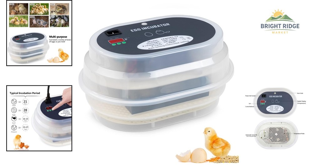 Fully Automatic Egg Incubator with Temperature Display for Poultry Hatching