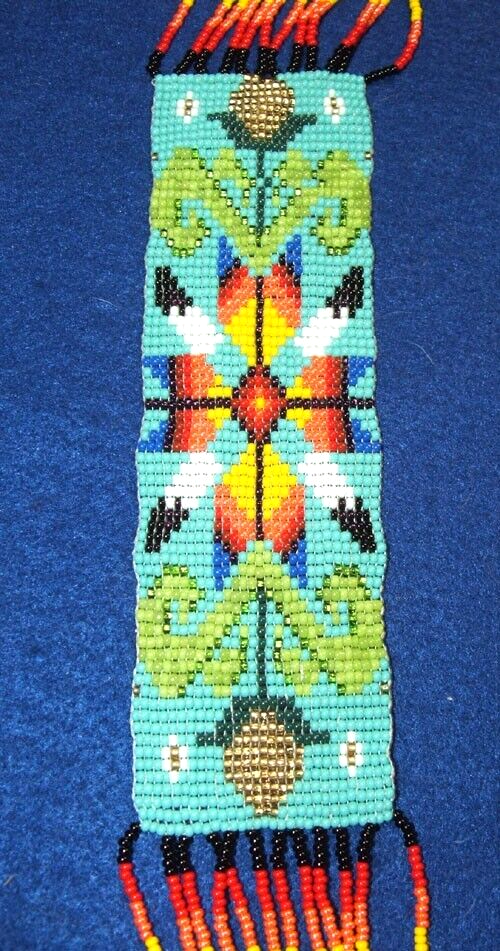 Mesa Style Beaded Corn Necklace w/ Turquoise Handmade Native Regalia 34" loop