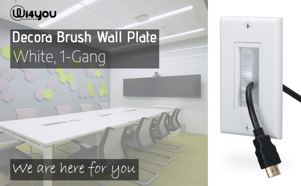 Brush Wall Plate with Mounting Bracket 6-Pack Cable Pass Through Insert Hider