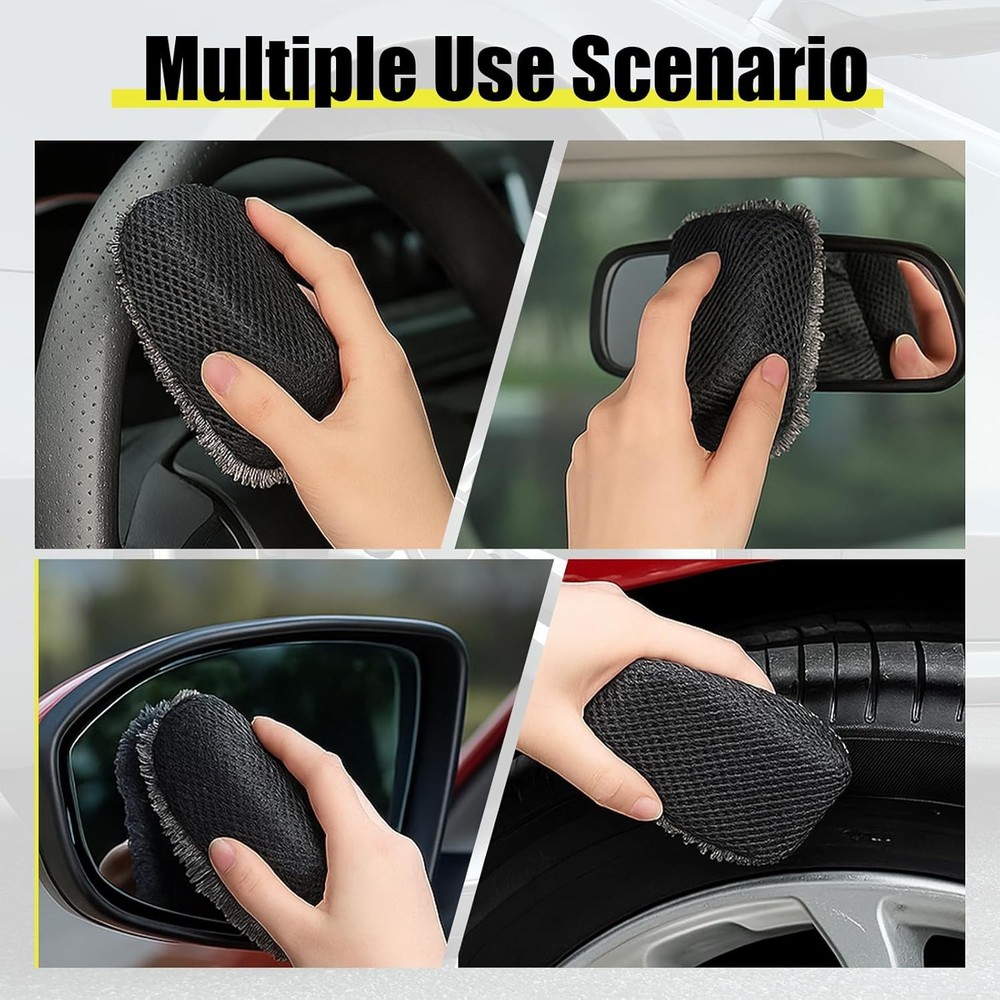 3 PCS Tire Shine Applicator Sponges, Microfiber Brightener Applicator...