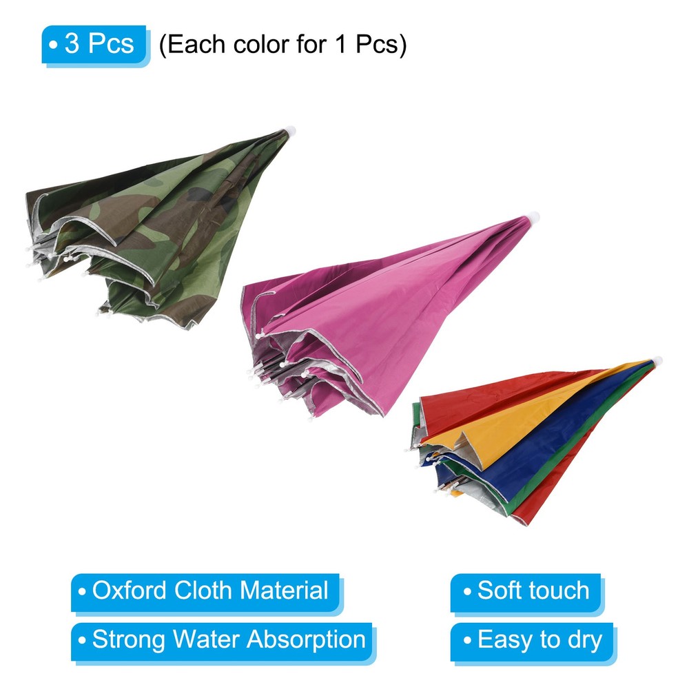 OD 27.2" Umbrella Hat Set, 3Pcs Single Layer Cap with Head Strip, Multicolor