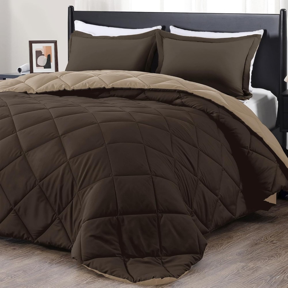 King Size Comforter Set - Brown and Tan King Comforter, Soft Bedding Sets for...