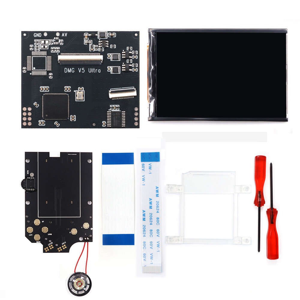HISPEEDIDO Gameboy DMG IPS Backlight LCD kit w/Pre-cut shell speaker