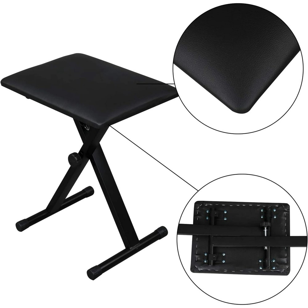 Keyboard Stand Double X Style Adjustable Piano Riser + Piano Bench Set