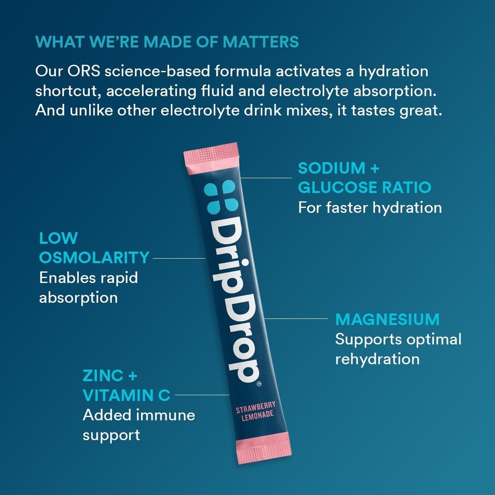DripDrop Electrolyte Hydration Drink Mix 16 Servings Fast Hydration Variety Pack