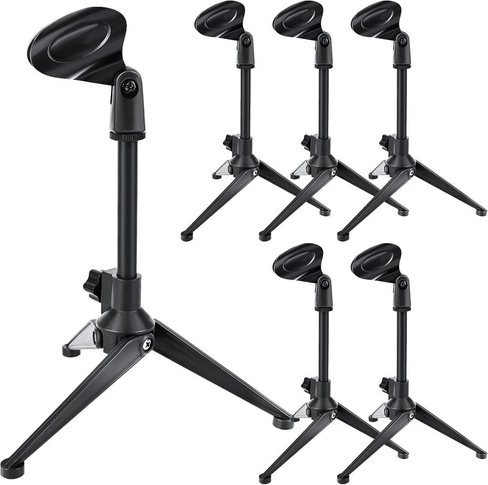 6 Pack Desktop Mic Stand Desk, Microphone Tripod Portable Foldable Table Microph