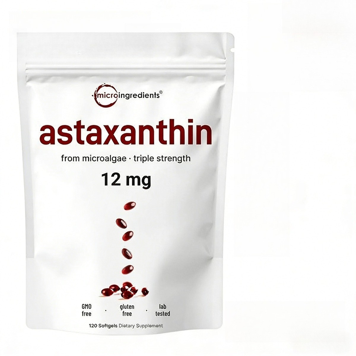 Astaxanthin 12mg from Natural Microalgae,For Skin Glow & Antioxidant Support