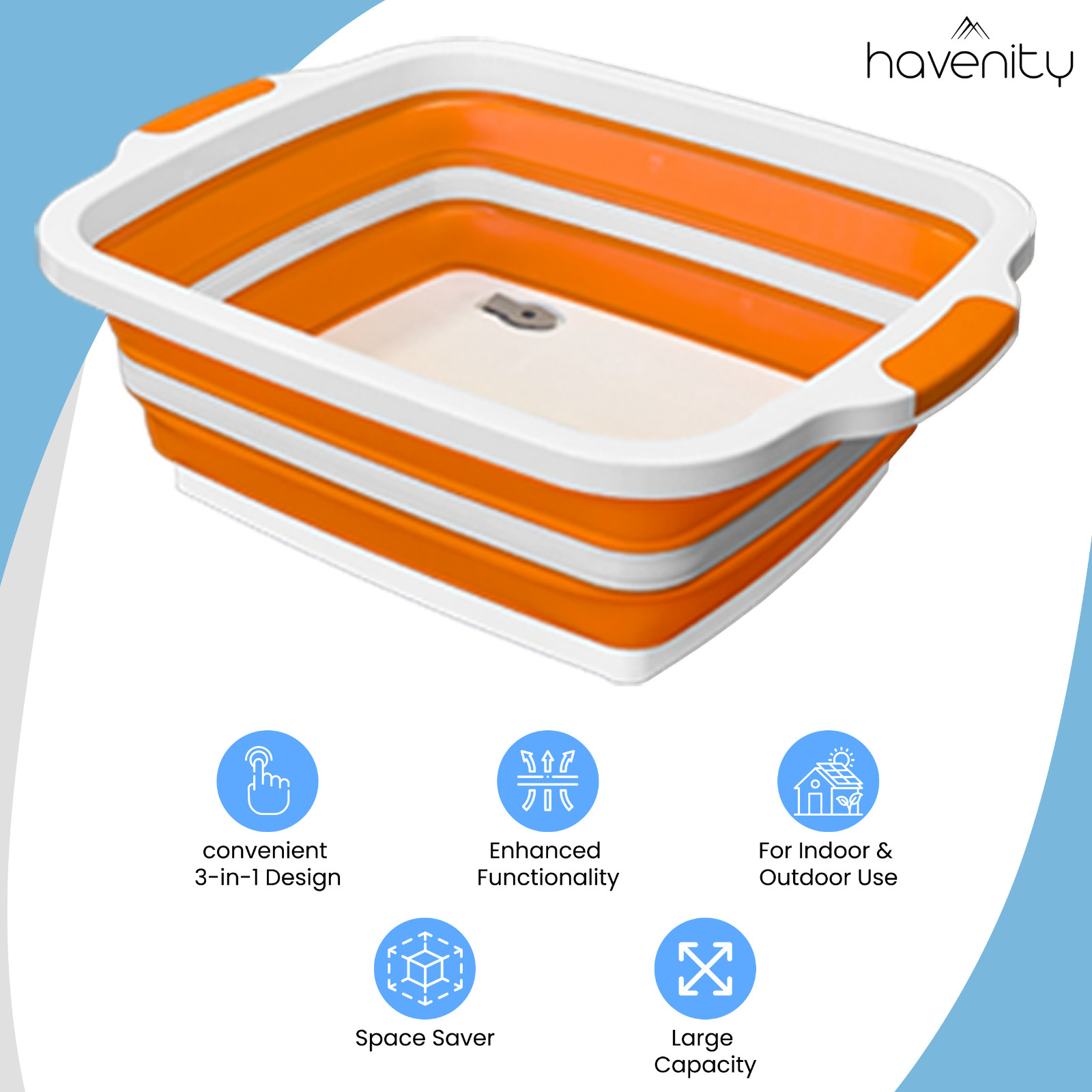 HAVENITY BBQ Prep Tub, 16L & 8L Multifunctional Camping Cutting Board with lid