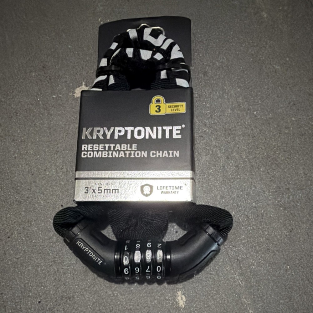 Kryptonite Resettable Combination Chain Bike Lock Security Level 3 Black 3ft