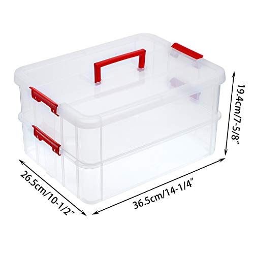 2 Layer Stack & Carry Box, Plastic Multipurpose Portable Storage Container Red