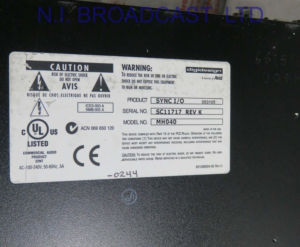 Digidesign / AVID    SYNC HD interface rack The SYNC HD supports all Pro Tools