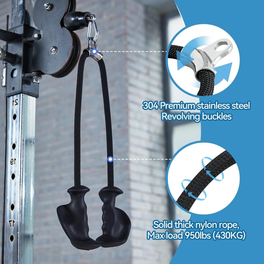 Tricep Rope Ergonomic Tricep Pull Down Attachment 36In - Rope Attachment for ...