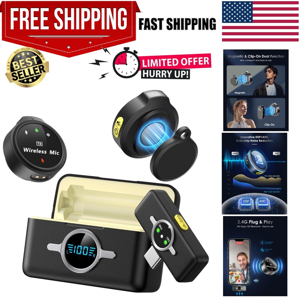 2.4GHz Noise-Canceling Wireless Mic for iPhone & Android - Instant Setup & Use
