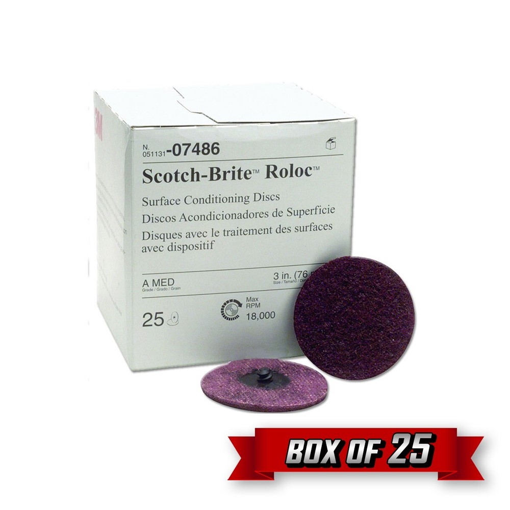 Scotch-Brite 07486 | Surface Conditioning Roloc Disc, TR, 3.000" x Medium {25pk}