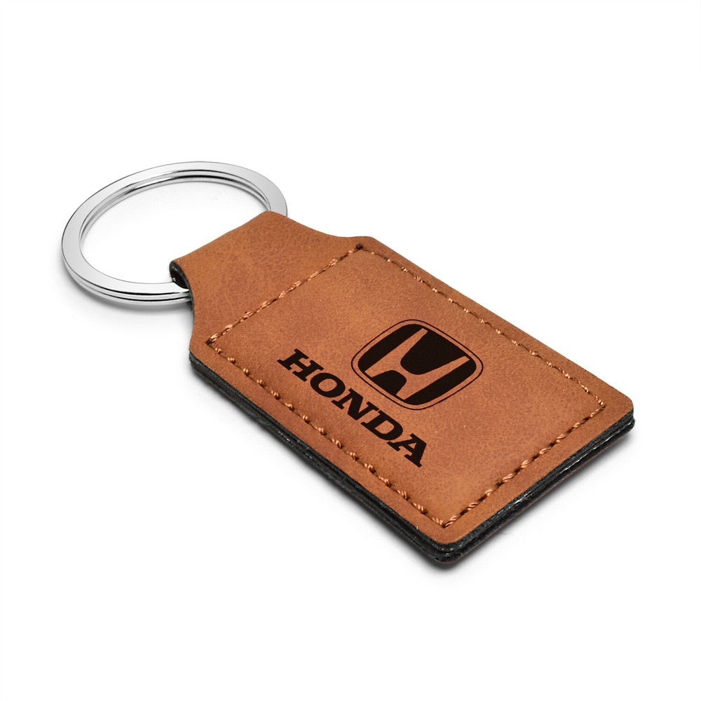 Honda Logo Rectangular Brown Leather Key Chain Keychain Key-ring