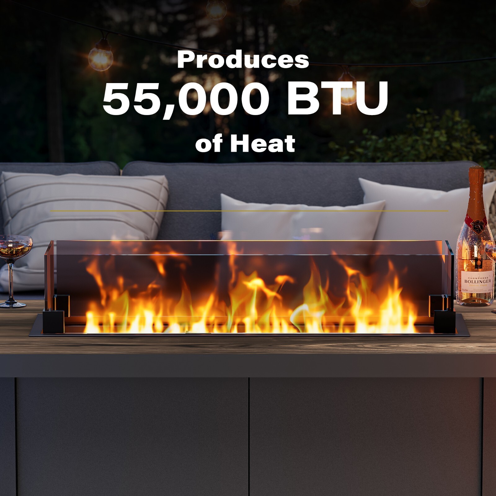 LAUSAINT HOME 43" Outdoor Fire Pit Table, 55,000 BTU Patio Propane FirePit