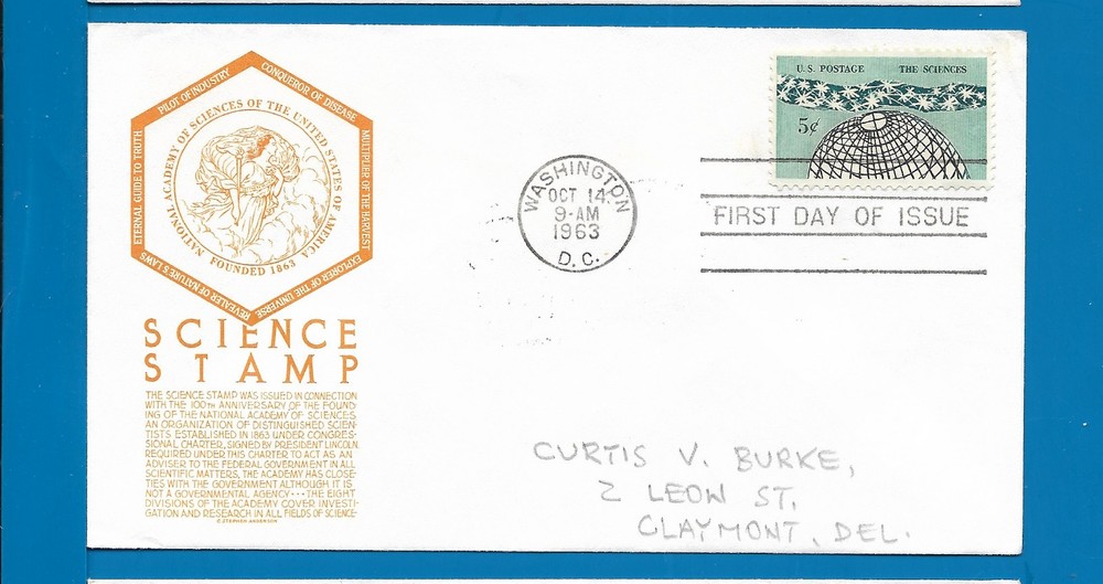 Scott 1237 Science Stamp  Oct 14, 1963 Anderson FDC BOXD