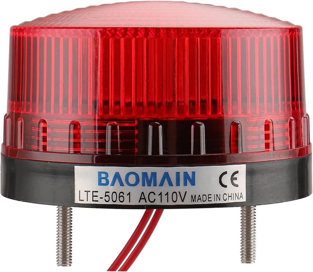 Compact 3W Red Strobe Warning Light - Polarity-Free, Easy Installation, 110V AC
