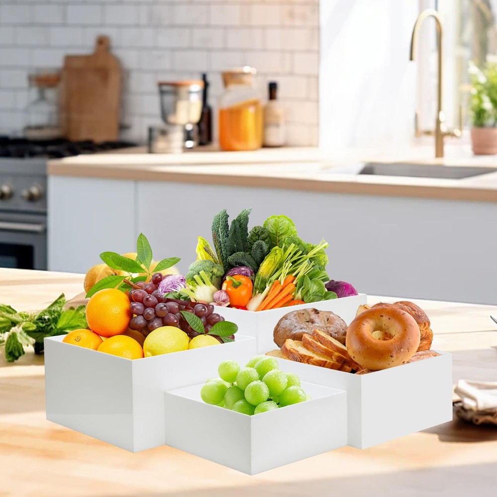 Acrylic Cube Display Risers, Nesting Buffet Food Risers for Table, Display St...