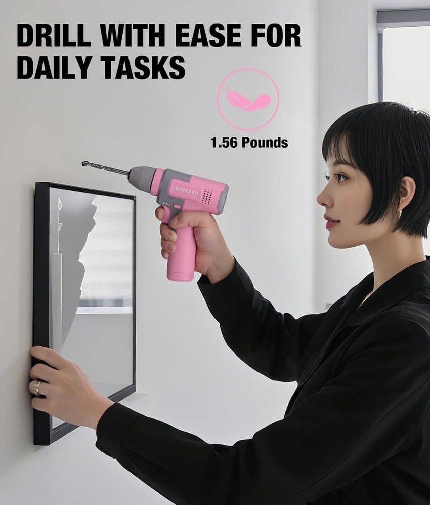 Versatile and Chic 8V Pink Cordless Drill with USB-C Charging & Variable Speed